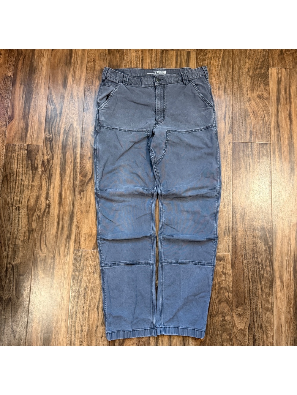 Carhartt Double Knee Rugged Flex Utility Pants 35x34 Gray Workwear Canvas